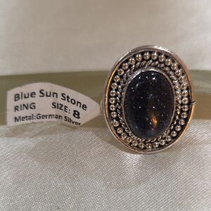 Blue Sun Stone German Silver Ring